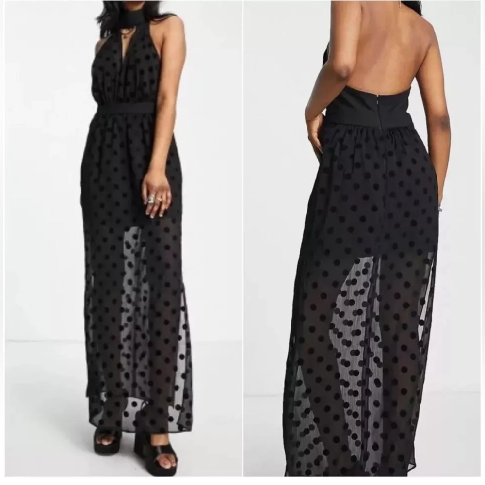 Topshop Black Halter Neck Maxi Dress